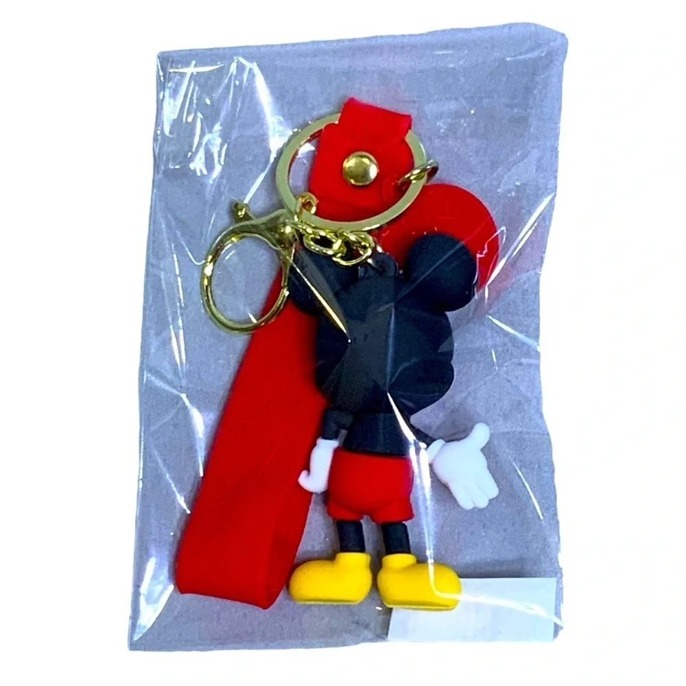 Keychain Mickey Mouse Disney 3D Character Key Ring Wrist Lanyard Pendant Bag